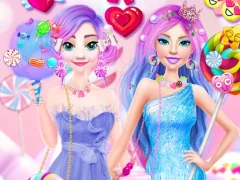 Barbie and Elsa in Candyland เกมออนไลน์