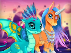 Xogo Cute Unicorns And Dragons Puzzle en liña