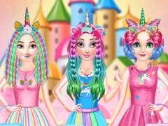 Xogo Princesses Rainbow Unicorn Hair Salon en liña