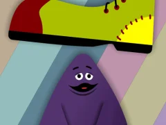 Grimace vs giant clown shoes — bezmaksas tiešsaistes spēle