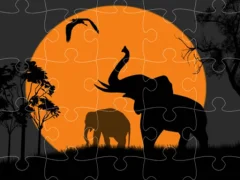 Spel Elephant Silhouette Jigsaw på nätet