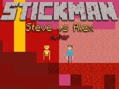 Igra Stickman Steve vs Alex Nether online