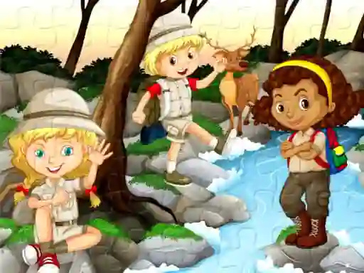 Camping kids jigsaw — free online game