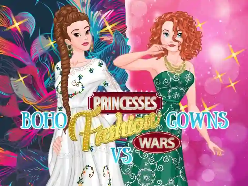 Princesses Fashion Wars Boho VS Gowns — free online game
