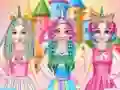 Princesses Rainbow Unicorn Hair Salon