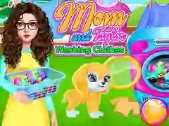 Mom And Taylor Washing Clothes