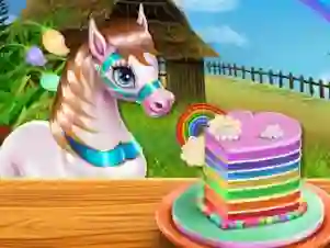 Permainan Pony Cooking Rainbow Cake secara online