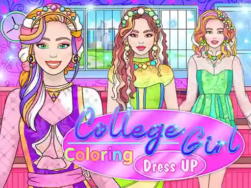 College Girl Coloring Dress Up — free online game