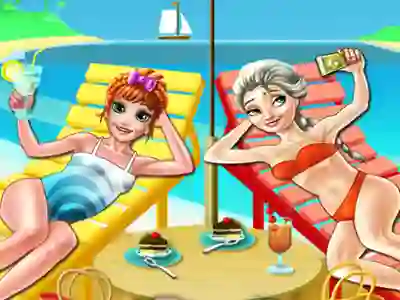 Elsa and Anna Beach Selfie — free online game