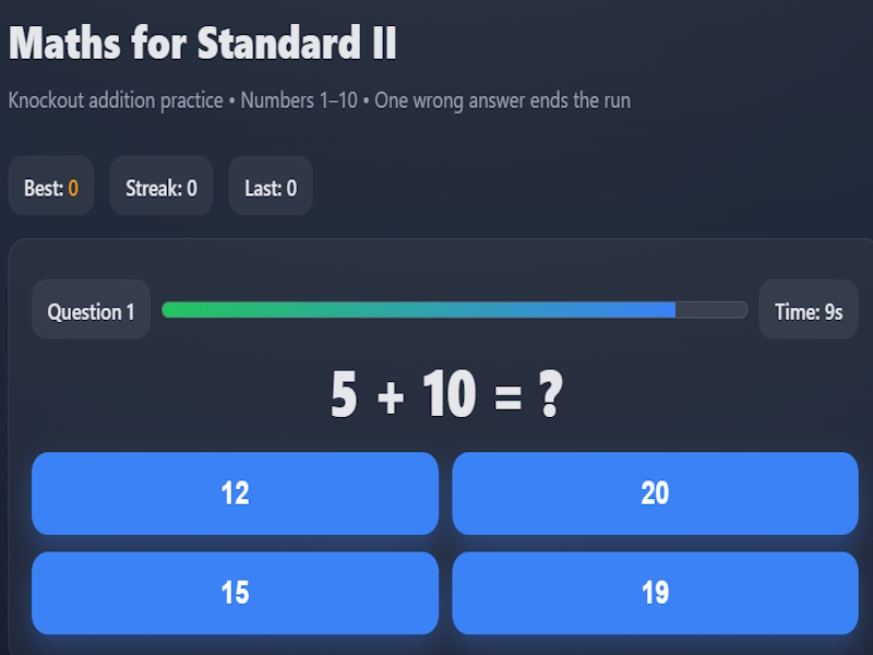 Maths for Standard II